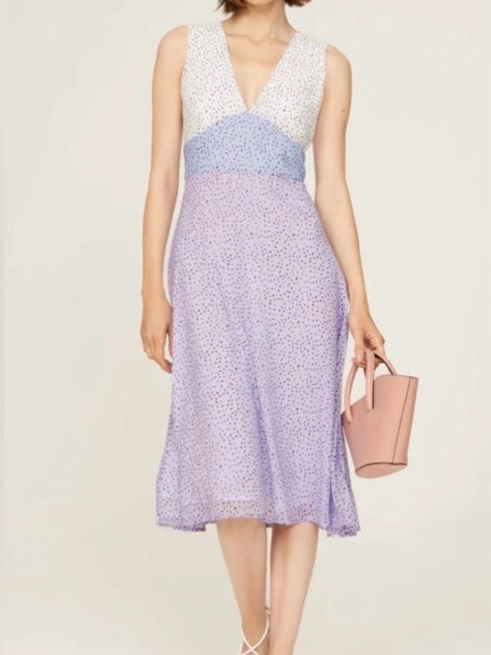 Hutch for Anthropologie Lavender Polka Dot Midi Dress Size 12